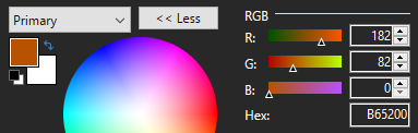 Colour picker showing 2 thirds red and 1 third green